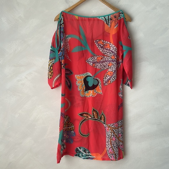 Simone Pérèle swim cover up caftan tropical resort cold shoulder robe vacation - Picture 6 of 6